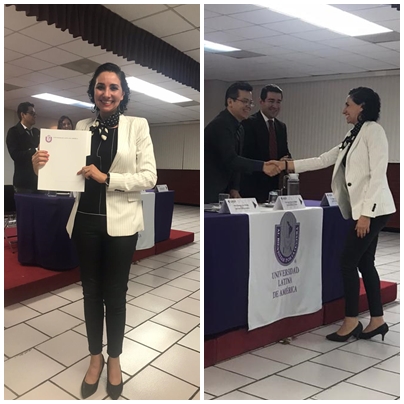 La Magistrada Alma Rosa Bahena Villalobos fue reconocida por la Universidad Latina de América con el Mérito Docente por su difusión en favor del conocimiento y la cultura.