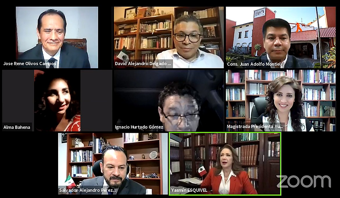 La Dra. Yasmín Esquivel Mossa, Ministra de la Suprema Corte de Justicia de la Nación, dentro de la Jornada de Conferencias Magistrales TEEM 2020.